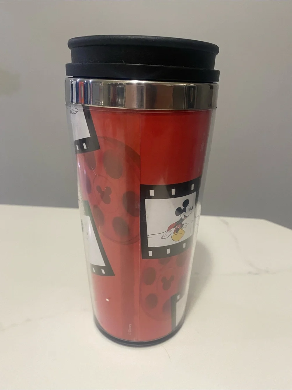 Disney Red Black Mickey Mouse Travel Tumbler
